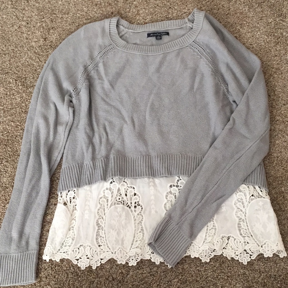 AEO Crochet layer sweater